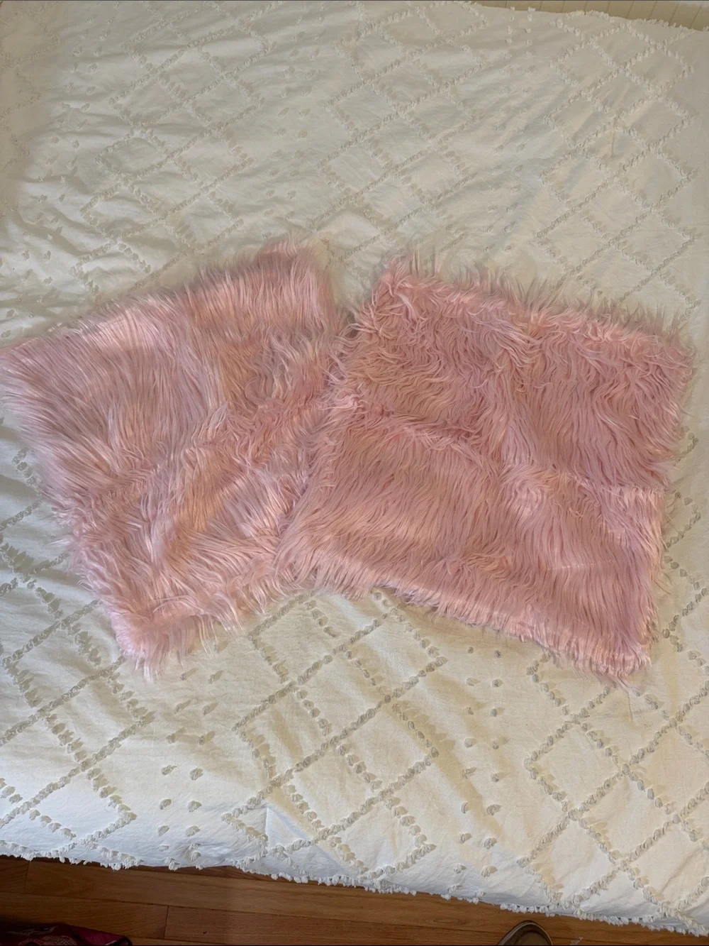 Pink Faux Fur Throw Pillows - Set of 2 new
